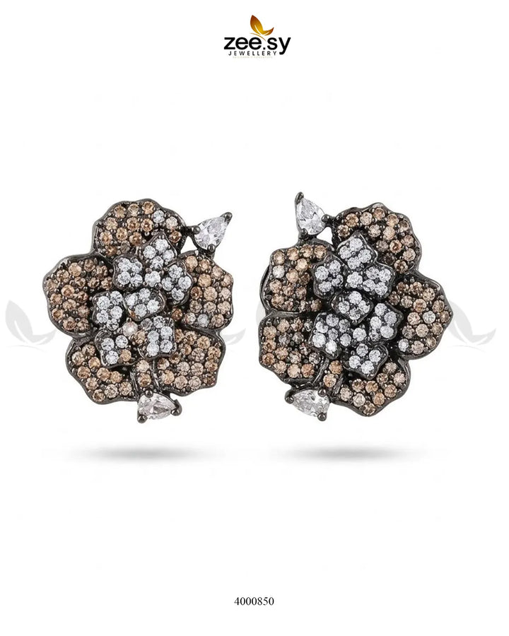 Forest Pave Zircon Earrings - Metallic Earrings - Zeesy Jewellery Pakistan | Premium Artificial & Imitation Jewellery