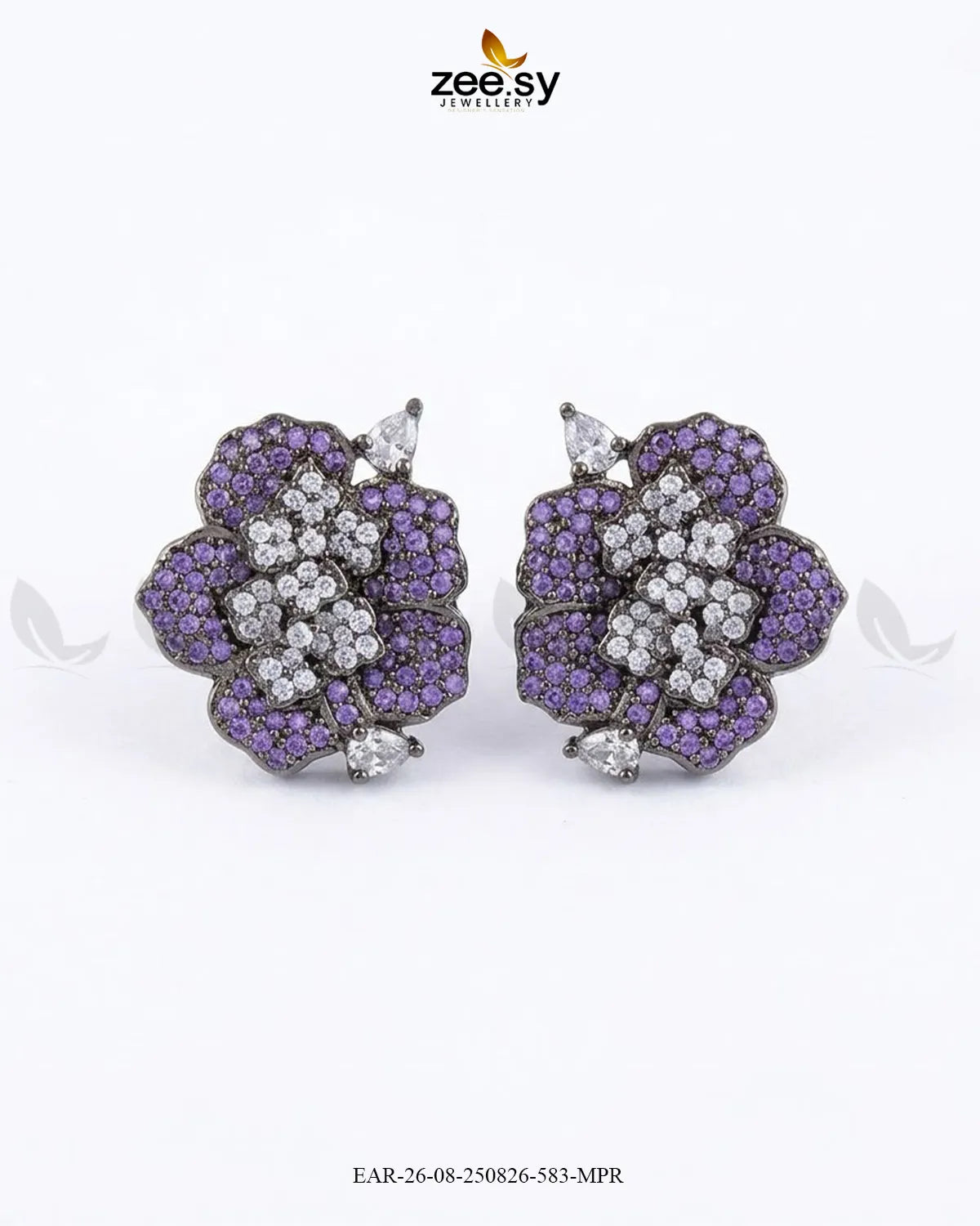 Forest Pave Zircon Earrings - Metallic Earrings - Zeesy Jewellery Pakistan | Premium Artificial & Imitation Jewellery