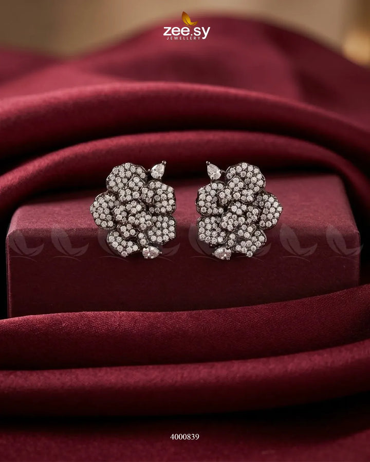 Forest Pave Zircon Earrings - Metallic Metallic White Earrings - Zeesy Jewellery Pakistan | Premium Artificial & Imitation Jewellery