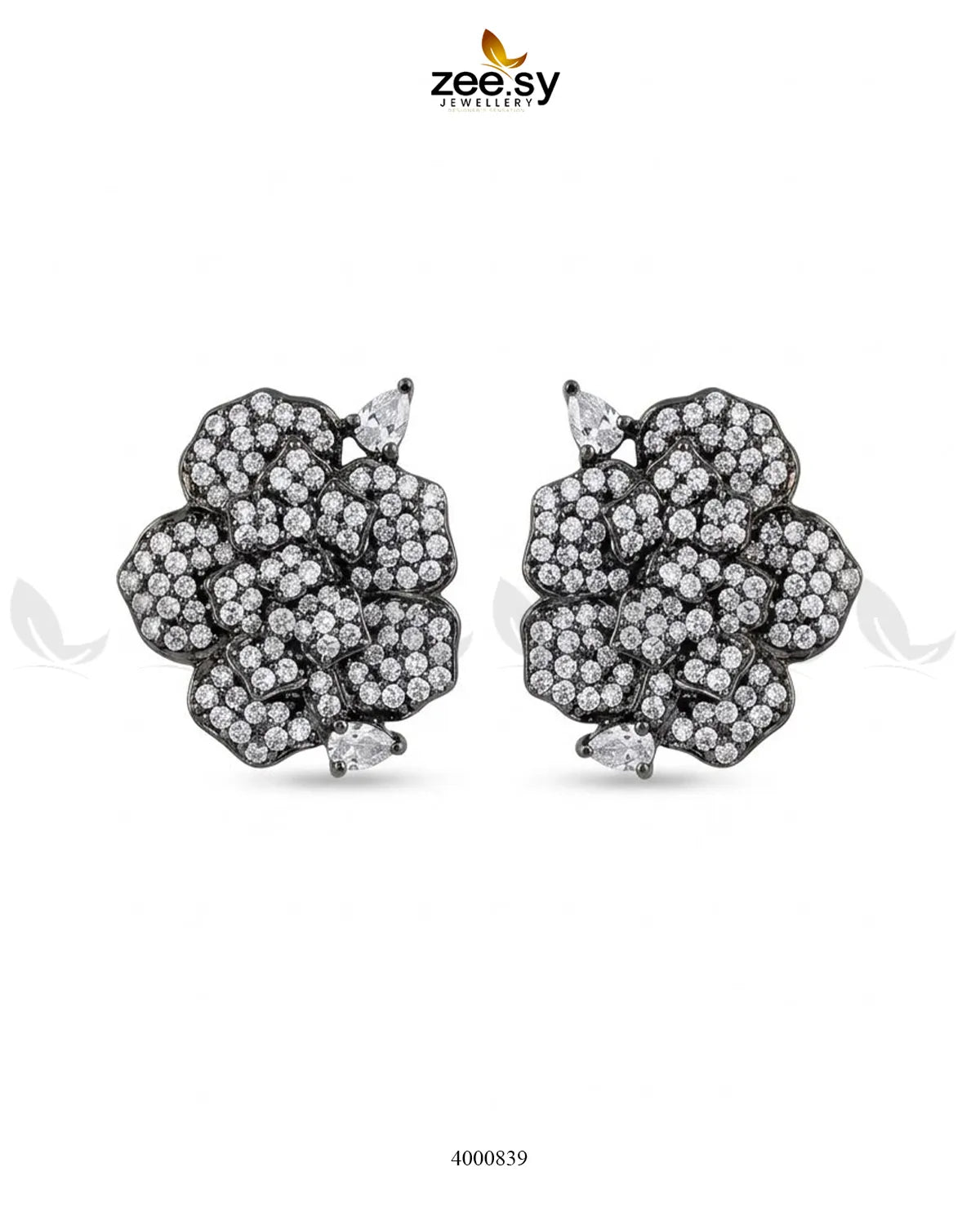 Forest Pave Zircon Earrings - Metallic Earrings - Zeesy Jewellery Pakistan | Premium Artificial & Imitation Jewellery