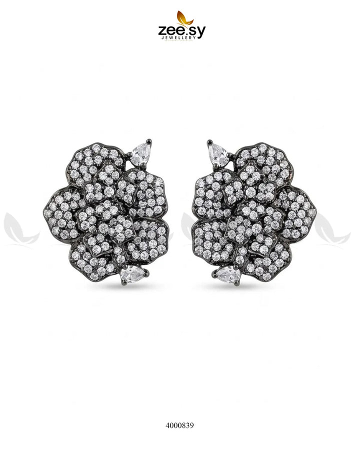 Forest Pave Zircon Earrings - Metallic Earrings - Zeesy Jewellery Pakistan | Premium Artificial & Imitation Jewellery