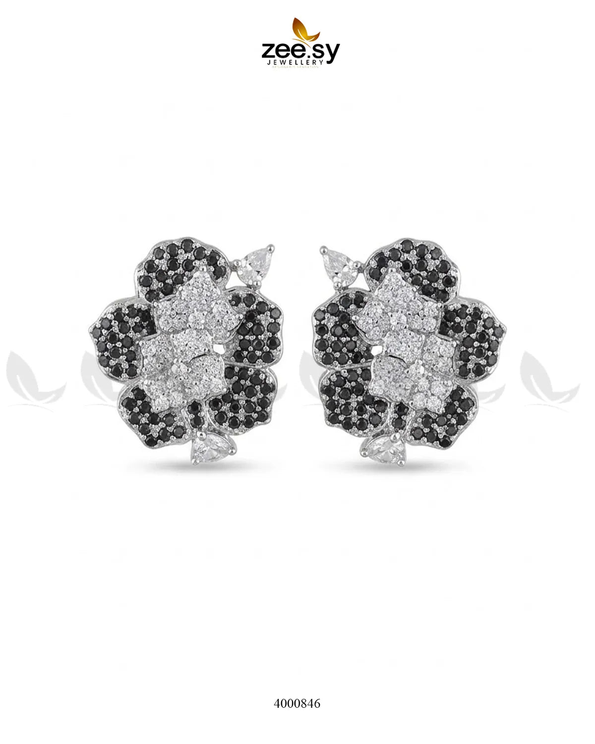 Forest Pave Zircon Earrings - Silver Earrings - Zeesy Jewellery Pakistan | Premium Artificial & Imitation Jewellery