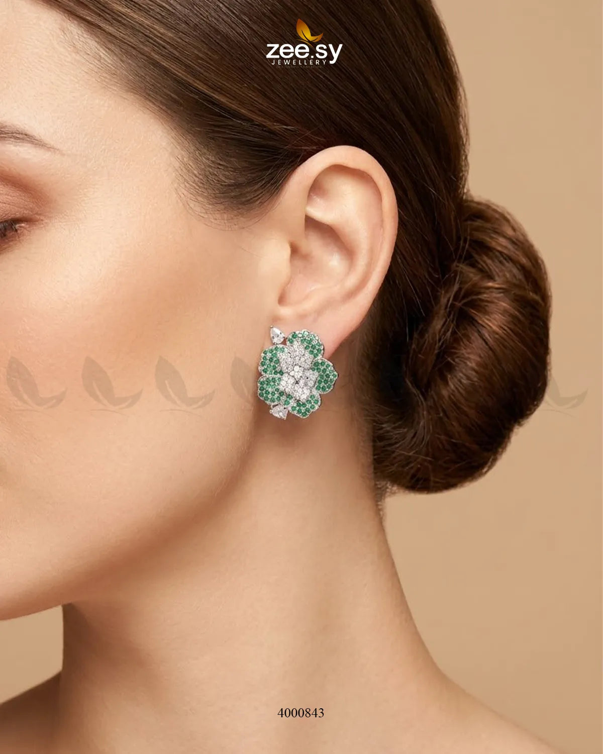 Forest Pave Zircon Earrings - Silver Earrings - Zeesy Jewellery Pakistan | Premium Artificial & Imitation Jewellery