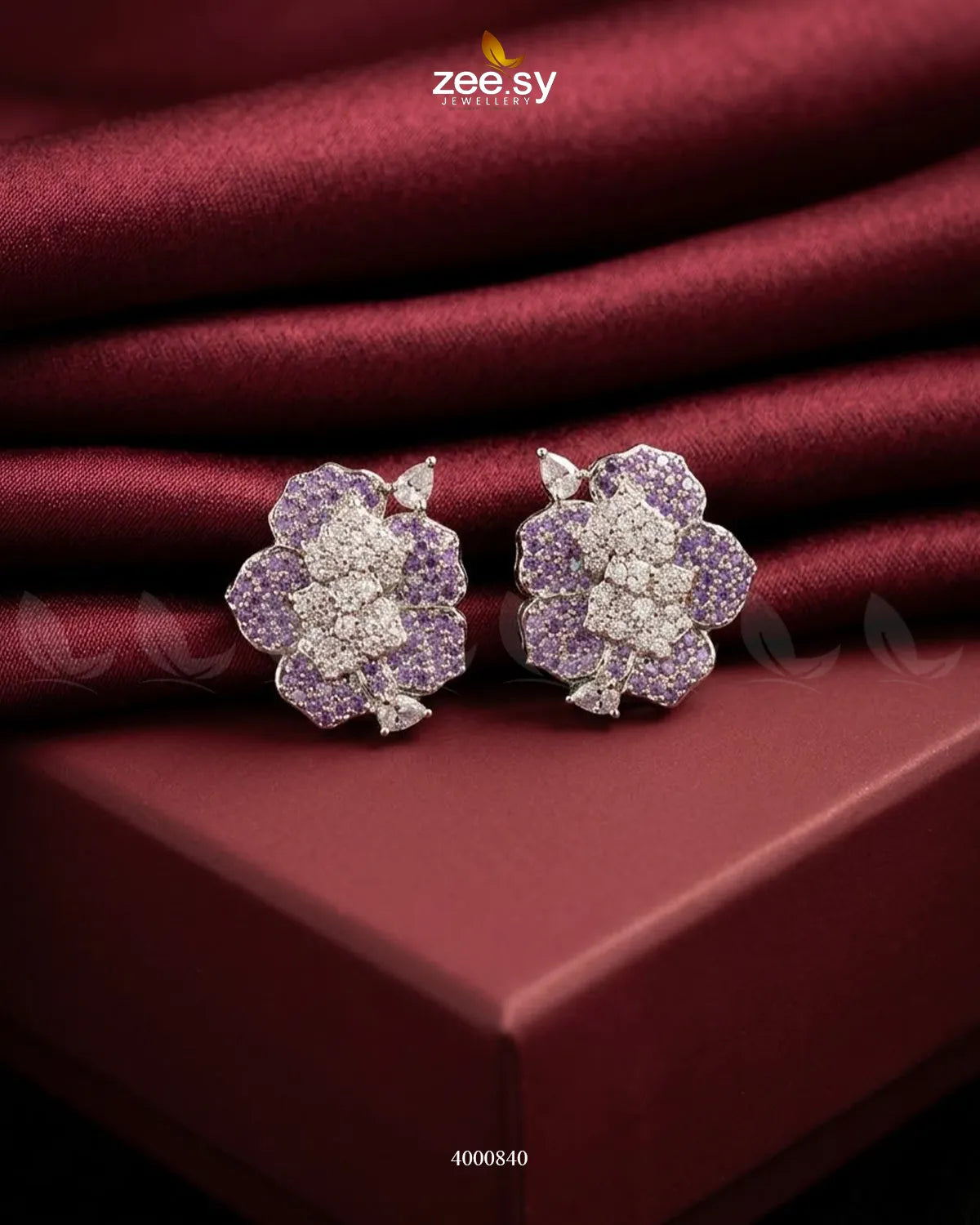 Forest Pave Zircon Earrings - Silver Earrings - Zeesy Jewellery Pakistan | Premium Artificial & Imitation Jewellery