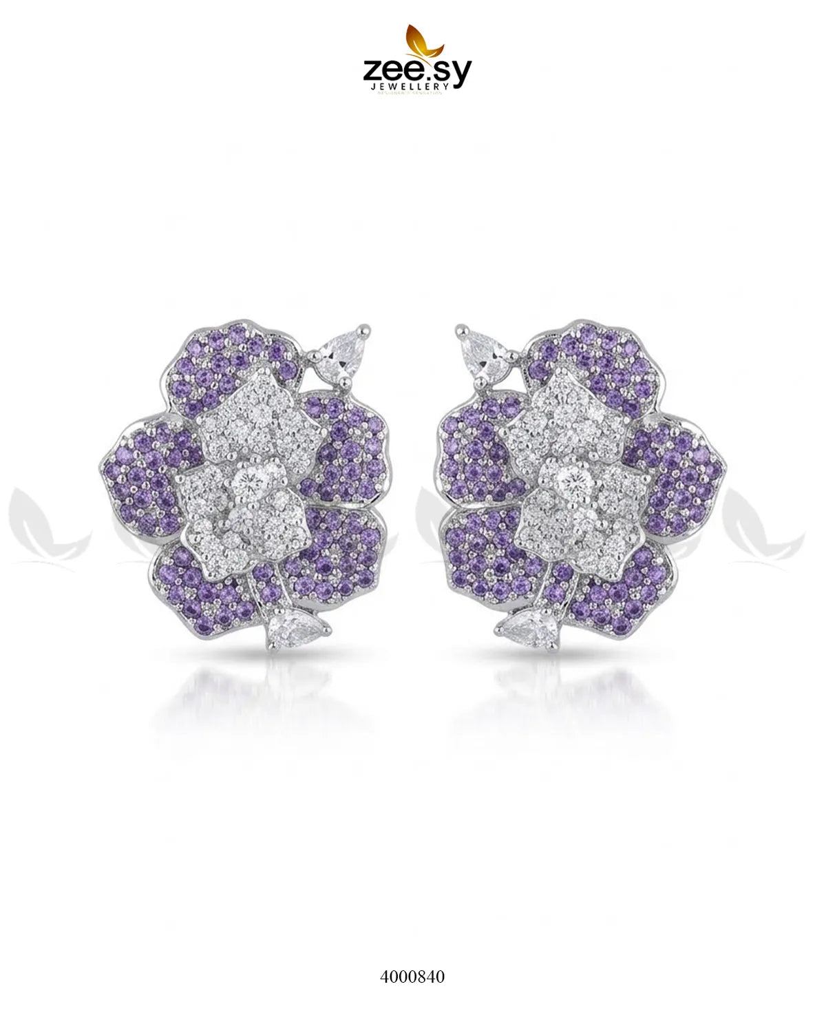 Forest Pave Zircon Earrings - Silver Earrings - Zeesy Jewellery Pakistan | Premium Artificial & Imitation Jewellery
