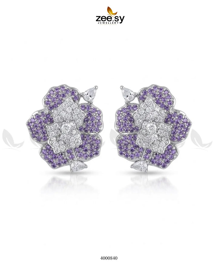 Forest Pave Zircon Earrings - Silver Earrings - Zeesy Jewellery Pakistan | Premium Artificial & Imitation Jewellery