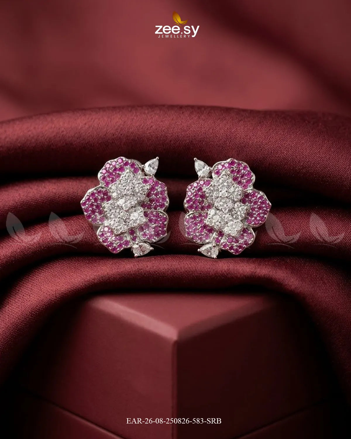 Forest Pave Zircon Earrings - Silver Earrings - Zeesy Jewellery Pakistan | Premium Artificial & Imitation Jewellery