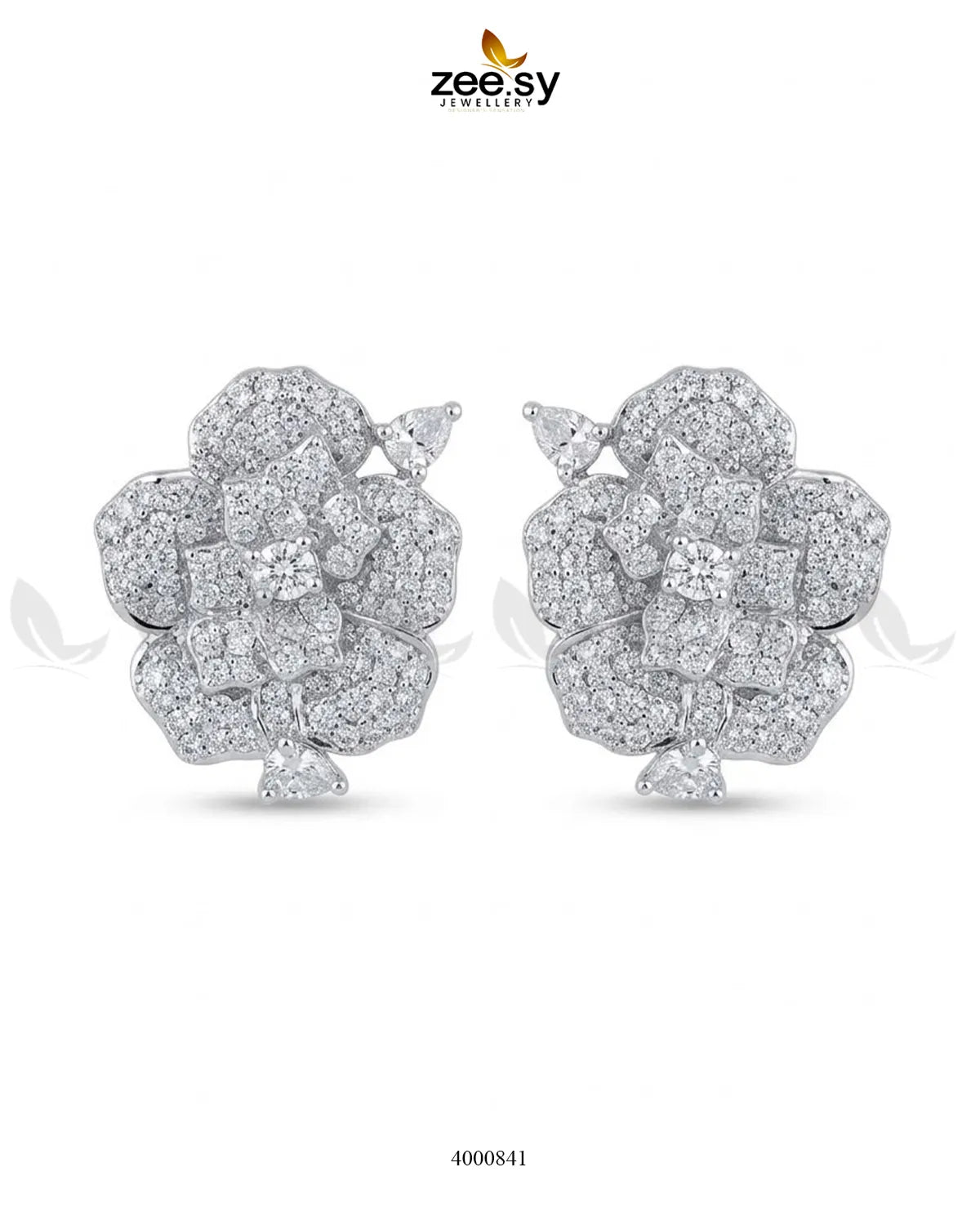 Forest Pave Zircon Earrings - Silver Earrings - Zeesy Jewellery Pakistan | Premium Artificial & Imitation Jewellery