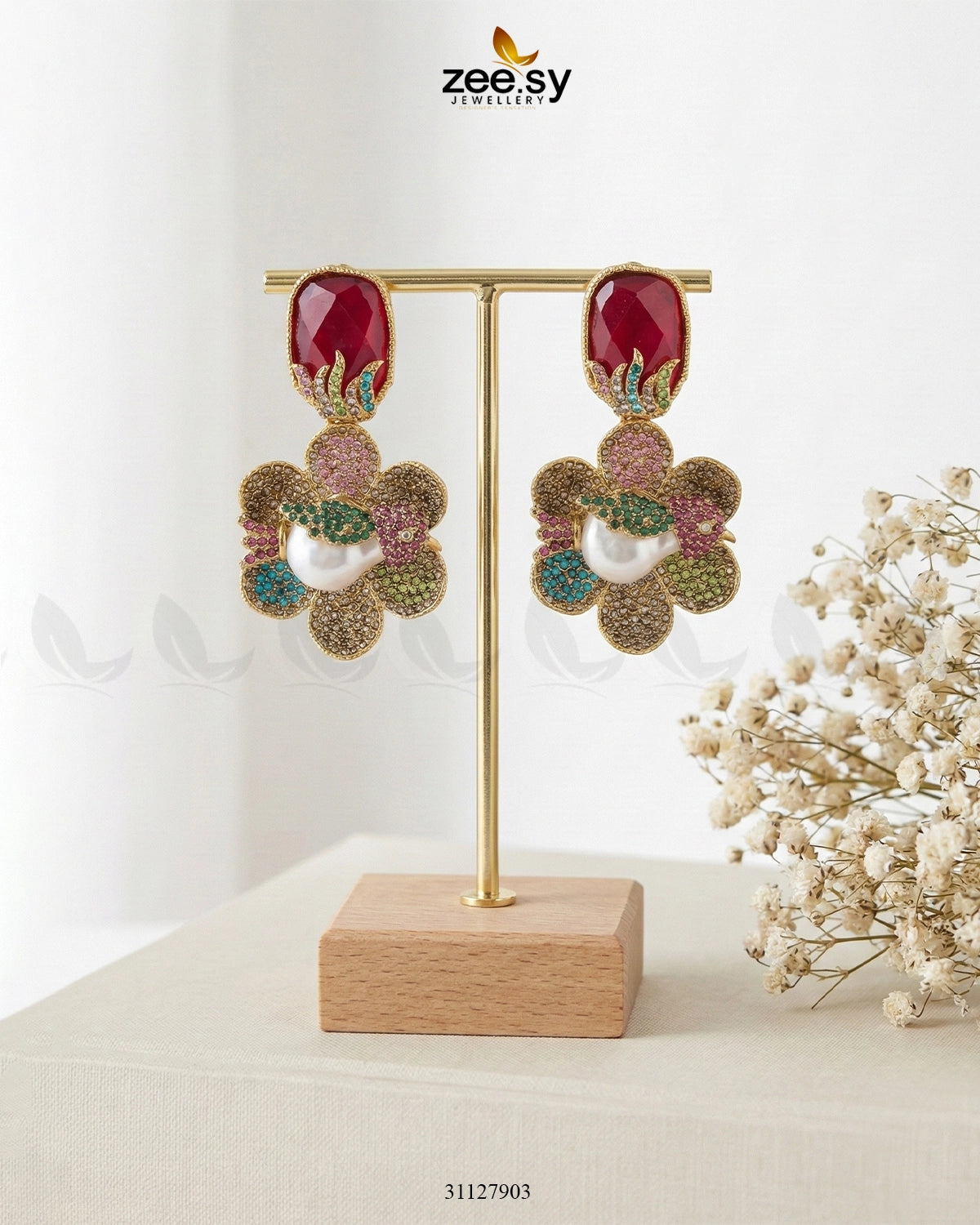 Fuchsia Pearl Gemstone Earrings - Zeesy Jewellery