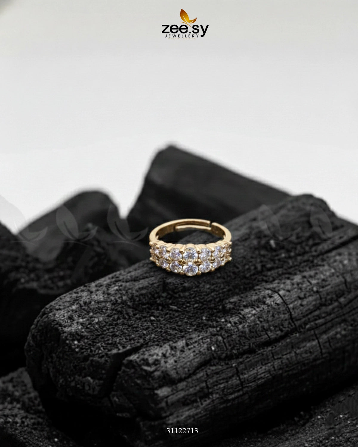 Double Row Brilliant Pavé Ring Golden - Zeesy Jewellery