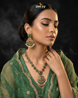 Multi-Toned Floral Malla Necklace Set - Zeesy Jewellery