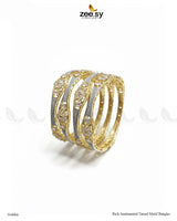 Rich Sentimental Tiered Motif Bangles - Two Tone - Zeesy Jewellery