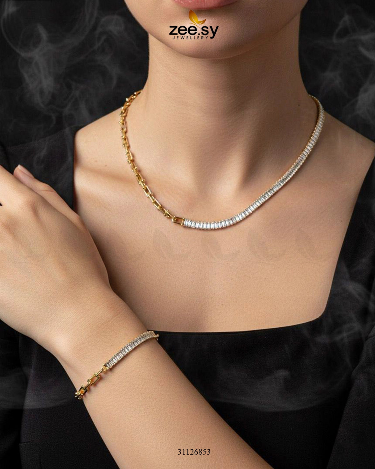 Sterling Baguette Chain Bracelet Set - Zeesy Jewellery