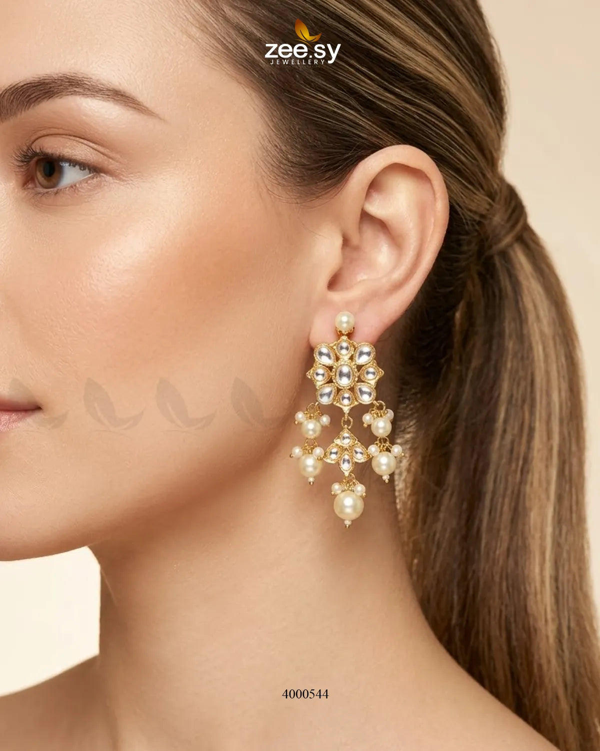 Elegant floral cluster pearl earrings from RHS09 featuring intricate designs and shiny pearl accents.