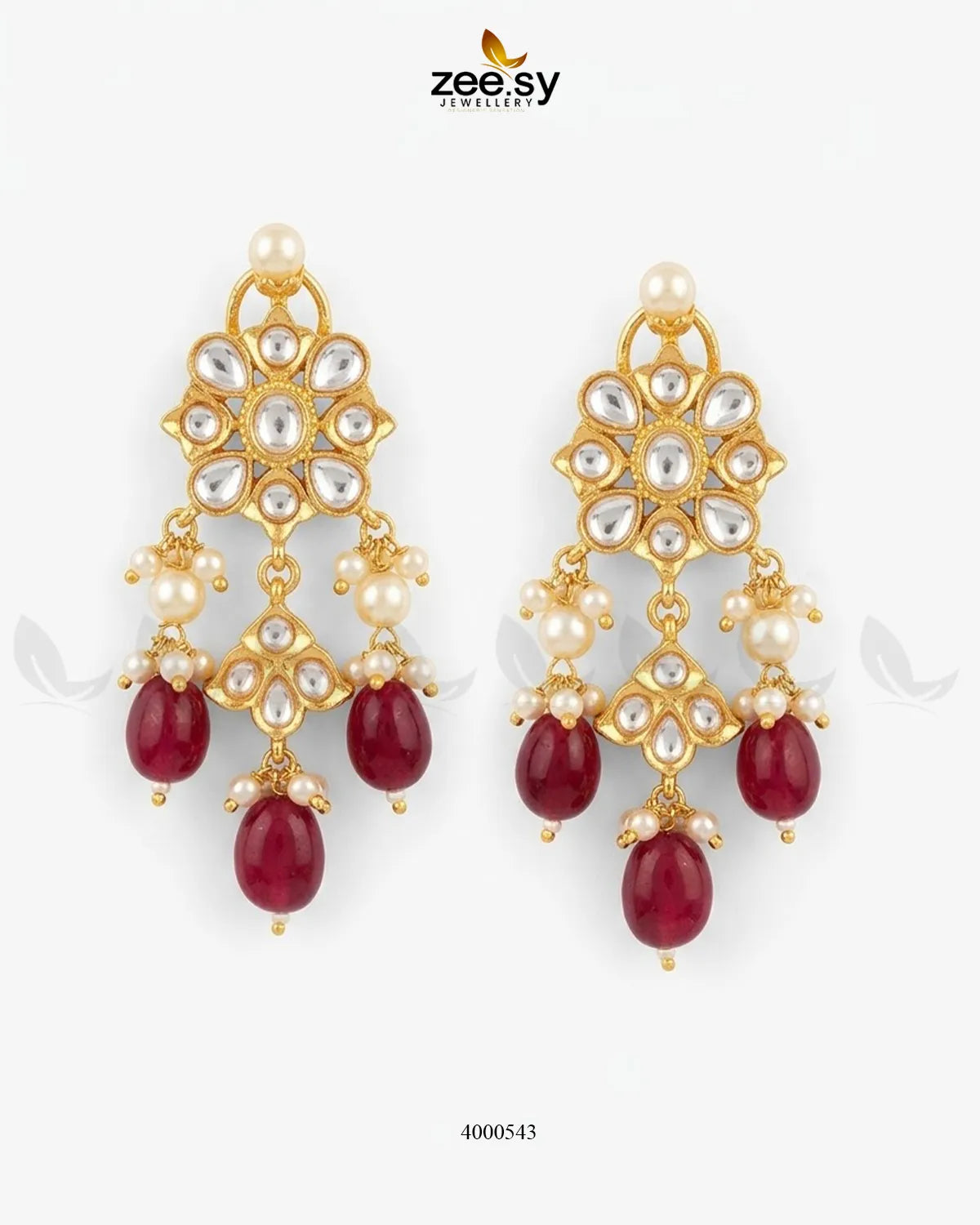 Garima floral cluster pearl earrings by RHS09 featuring intricate floral design with pearls on metal earrings.