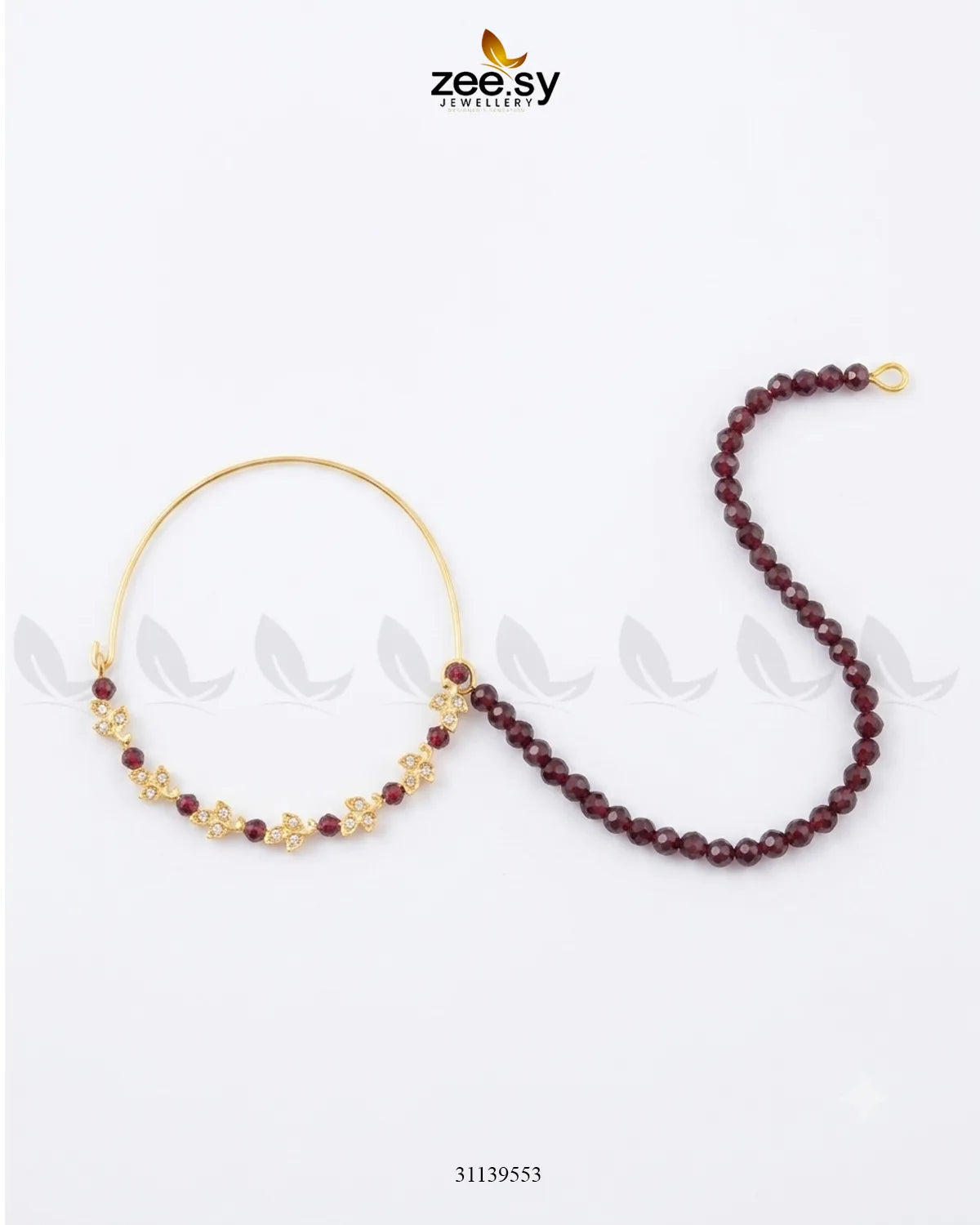 Garnet Crystal Minimal Nose Ring Nose ring - Zeesy Jewellery Pakistan | Premium Artificial & Imitation Jewellery