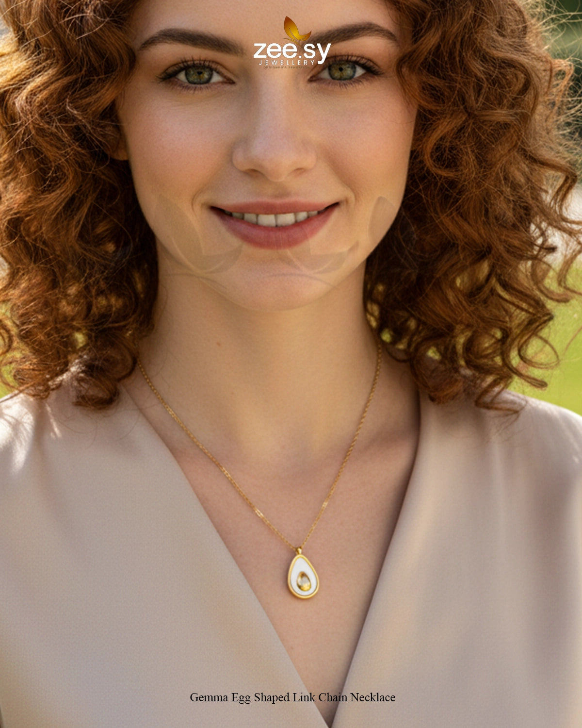 Gemma Egg Shaped Link Chain Necklace - Zeesy Jewellery