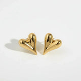 Chic Gold Plated Puffed Heart Stud Earrings - Zeesy Jewellery