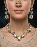 Geometric Bold Kundan Necklace Set Necklace Sets - Zeesy Jewellery Pakistan | Premium Artificial & Imitation Jewellery