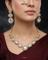 Geometric Bold Kundan Necklace Set Necklace Sets - Zeesy Jewellery Pakistan | Premium Artificial & Imitation Jewellery