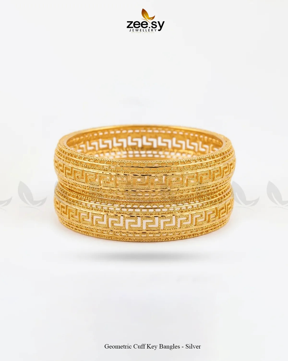 Geometric Cuff Key Bangles - Golden BANGLES - Zeesy Jewellery Pakistan | Premium Artificial & Imitation Jewellery