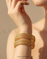Geometric Cuff Key Bangles - Golden BANGLES - Zeesy Jewellery Pakistan | Premium Artificial & Imitation Jewellery
