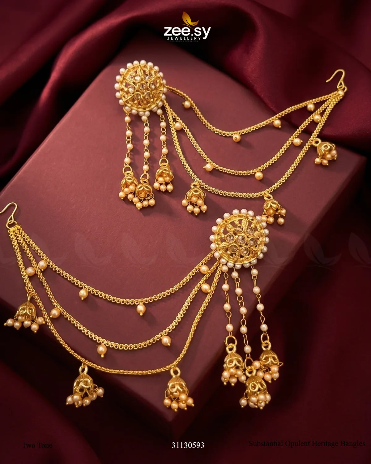 Geometric Double Tier Pearl Earrings Earrings - Zeesy Jewellery Pakistan | Premium Artificial & Imitation Jewellery