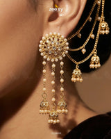 Geometric Double Tier Pearl Earrings Earrings - Zeesy Jewellery Pakistan | Premium Artificial & Imitation Jewellery