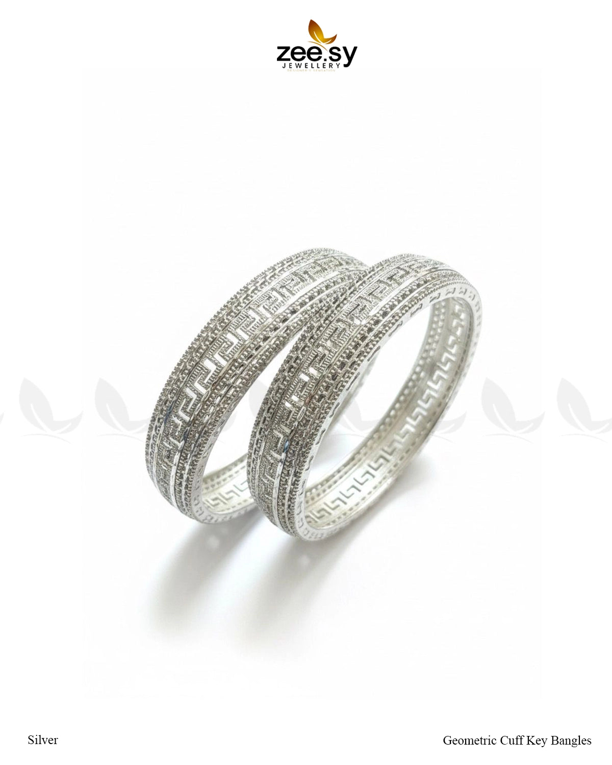 Geometric Cuff Key Bangles - Silver - Zeesy Jewellery