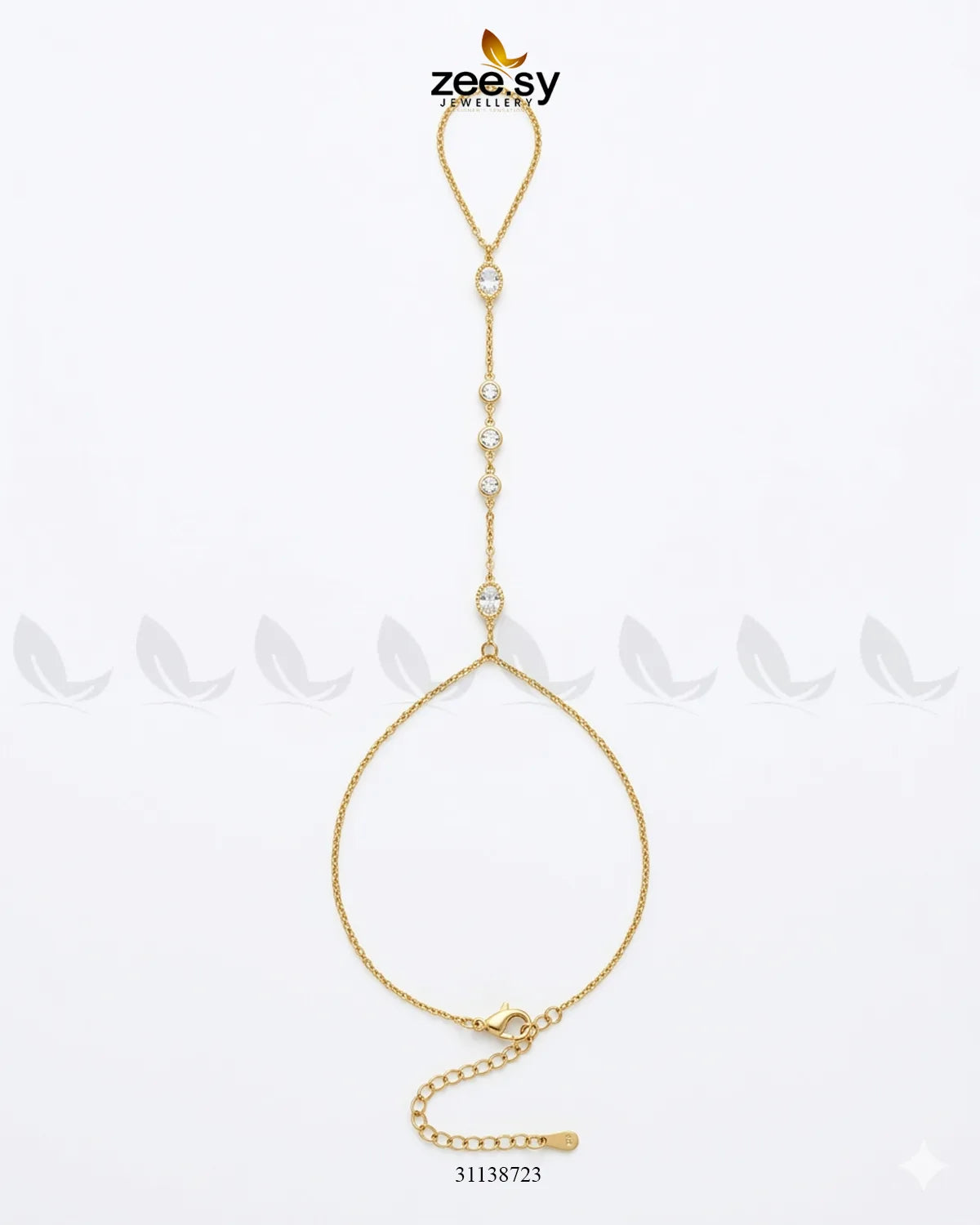 Gilded Crystal Link Finger Bracelet