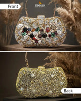 Gilded Embellished Kundan Clutch Bag - Zeesy.pk