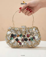 Gilded Embellished Kundan Clutch Bag - Zeesy.pk