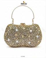 Gilded Embellished Kundan Clutch Bag - Zeesy.pk