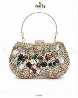 Gilded Embellished Kundan Clutch Bag - Zeesy.pk