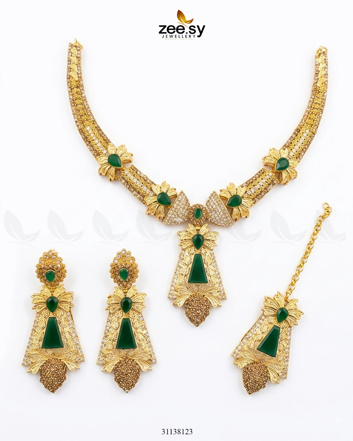 Gilded Gemstone Hasli Necklace Set