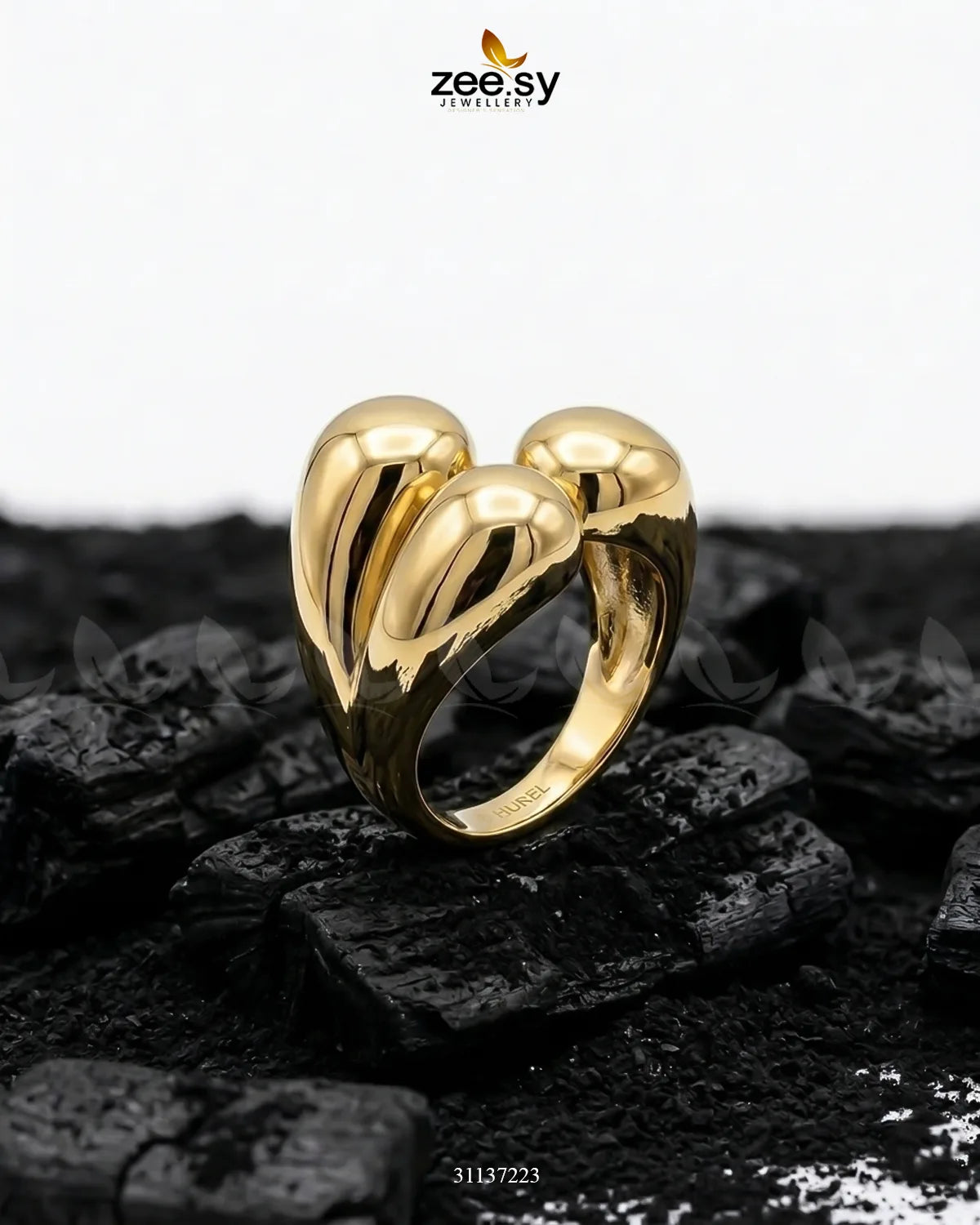 Gilded Molten Droplet Statement Ring Finger Ring - Zeesy Jewellery Pakistan | Premium Artificial & Imitation Jewellery
