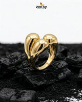 Gilded Molten Droplet Statement Ring Finger Ring - Zeesy Jewellery Pakistan | Premium Artificial & Imitation Jewellery