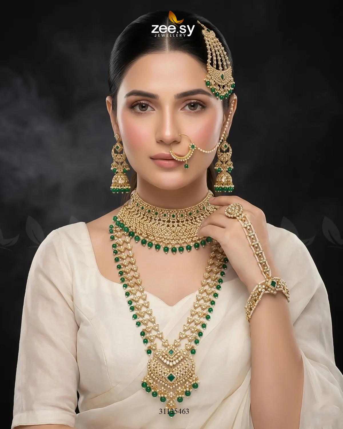 Gilded Scepter Crystal Bridal Set Bridal Set - Zeesy Jewellery Pakistan | Premium Artificial & Imitation Jewellery