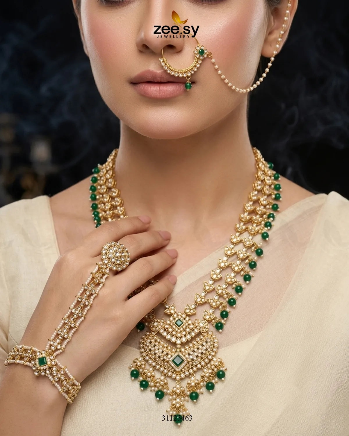 Gilded Scepter Crystal Bridal Set Bridal Set - Zeesy Jewellery Pakistan | Premium Artificial & Imitation Jewellery