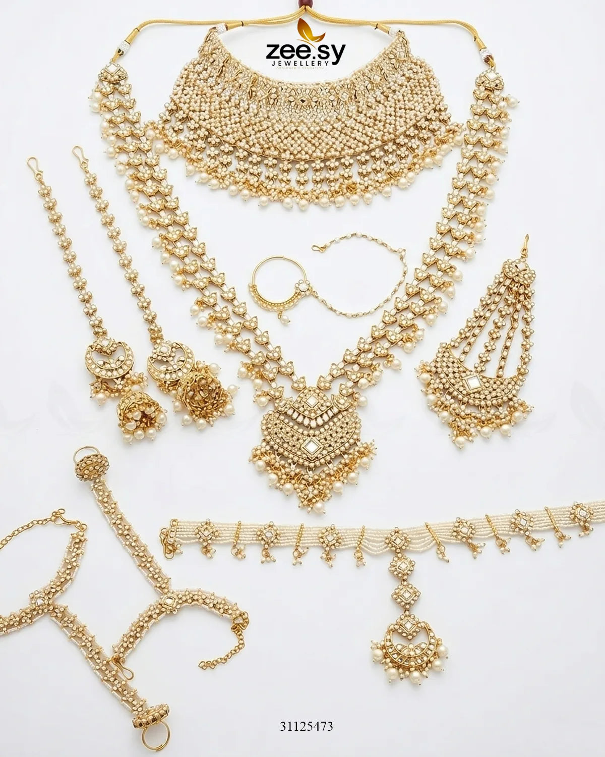 Gilded Scepter Crystal Bridal Set Bridal Set - Zeesy Jewellery Pakistan | Premium Artificial & Imitation Jewellery