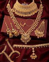 Gilded Scepter Crystal Bridal Set Golden White Bridal Set - Zeesy Jewellery Pakistan | Premium Artificial & Imitation Jewellery