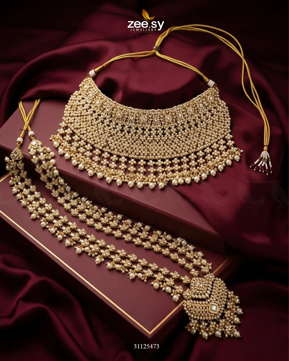 Gilded Scepter Crystal Bridal Set Bridal Set - Zeesy Jewellery Pakistan | Premium Artificial & Imitation Jewellery