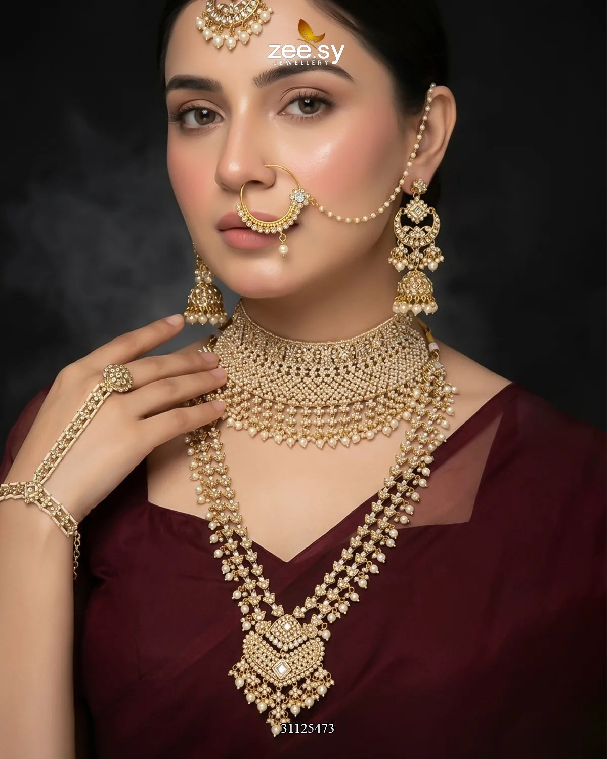 Gilded Scepter Crystal Bridal Set Bridal Set - Zeesy Jewellery Pakistan | Premium Artificial & Imitation Jewellery