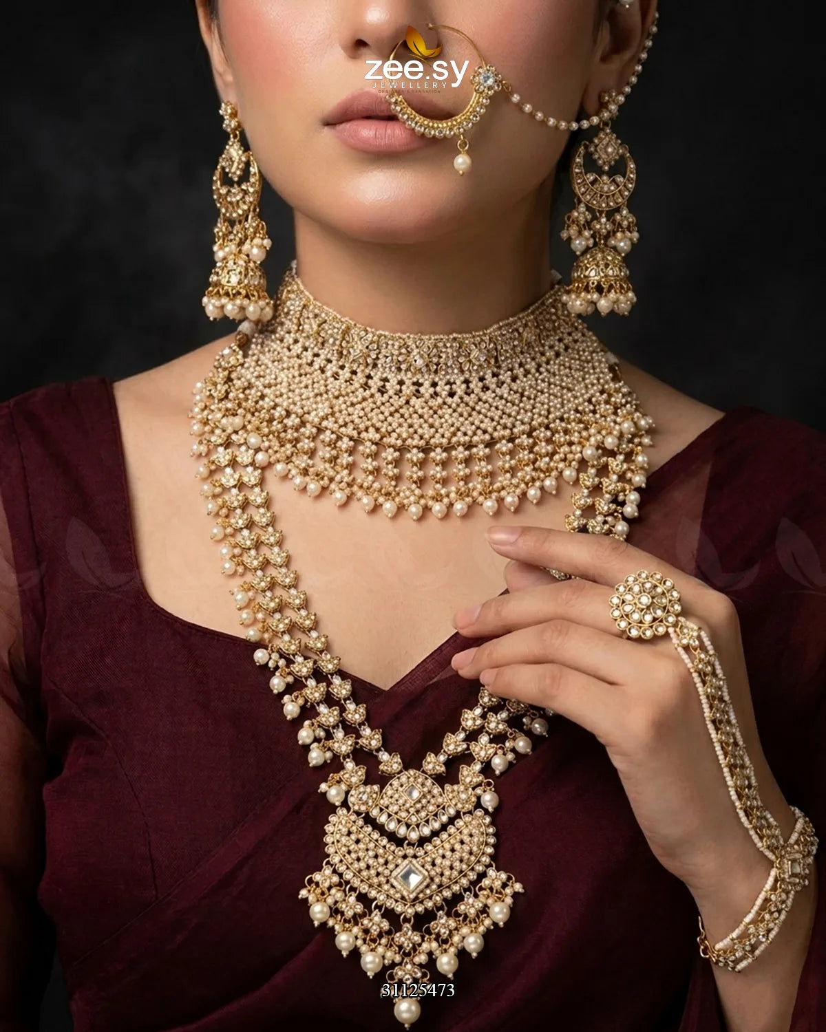 Gilded Scepter Crystal Bridal Set Bridal Set - Zeesy Jewellery Pakistan | Premium Artificial & Imitation Jewellery