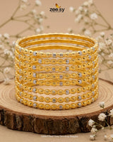 Gilded Dual Tone Dewdrop Bangles Bangles - Zeesy Jewellery Pakistan | Premium Artificial & Imitation Jewellery