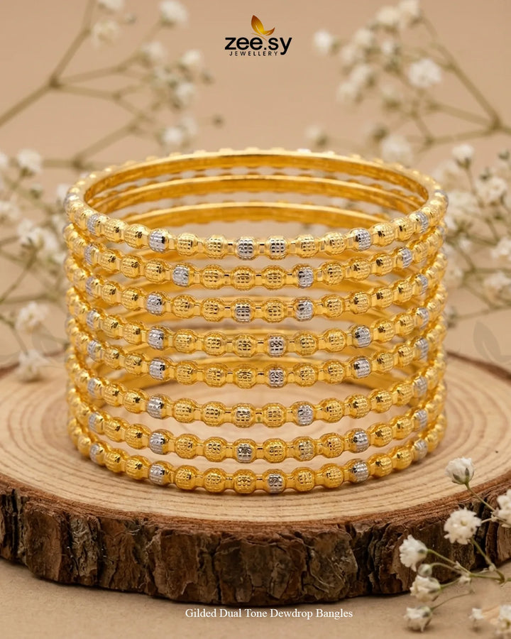 Gilded Dual Tone Dewdrop Bangles Bangles - Zeesy Jewellery Pakistan | Premium Artificial & Imitation Jewellery