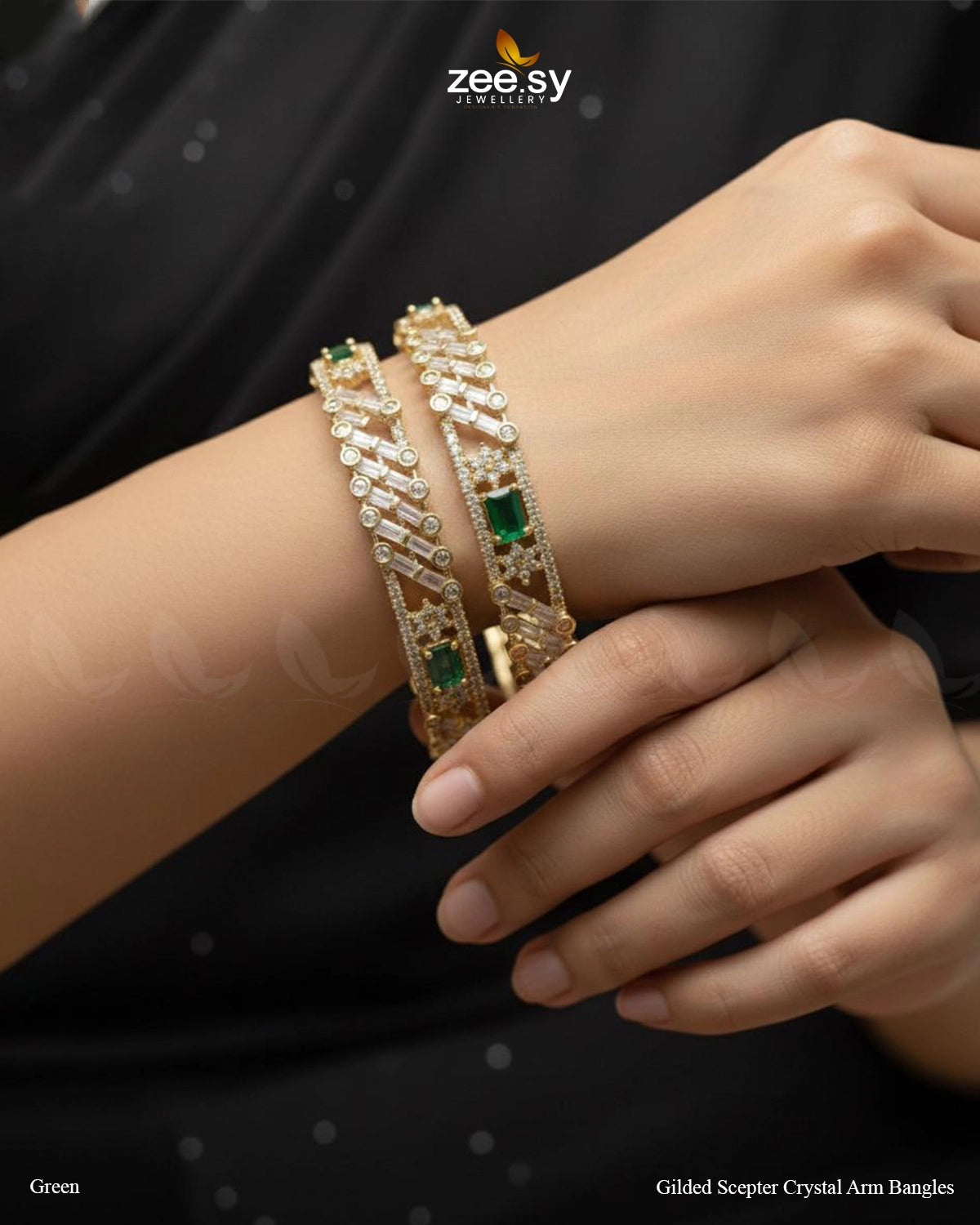 Gilded Scepter Crystal Arm Bangles - Zeesy Jewellery