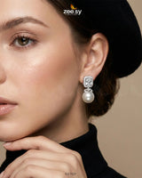 Girik Pearl Earrings Silver White Earrings - Zeesy Jewellery Pakistan | Premium Artificial & Imitation Jewellery