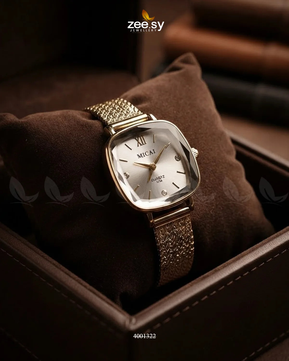 AJ03 Glacier Crystal Square Watch with clear crystal face and silver-tone band, showcasing elegant accessory design.