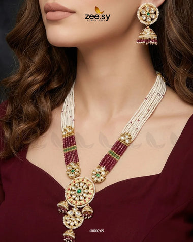 Gleam Beaded Pearl Malla Set Malla Necklace - Zeesy Jewellery Pakistan | Premium Artificial & Imitation Jewellery